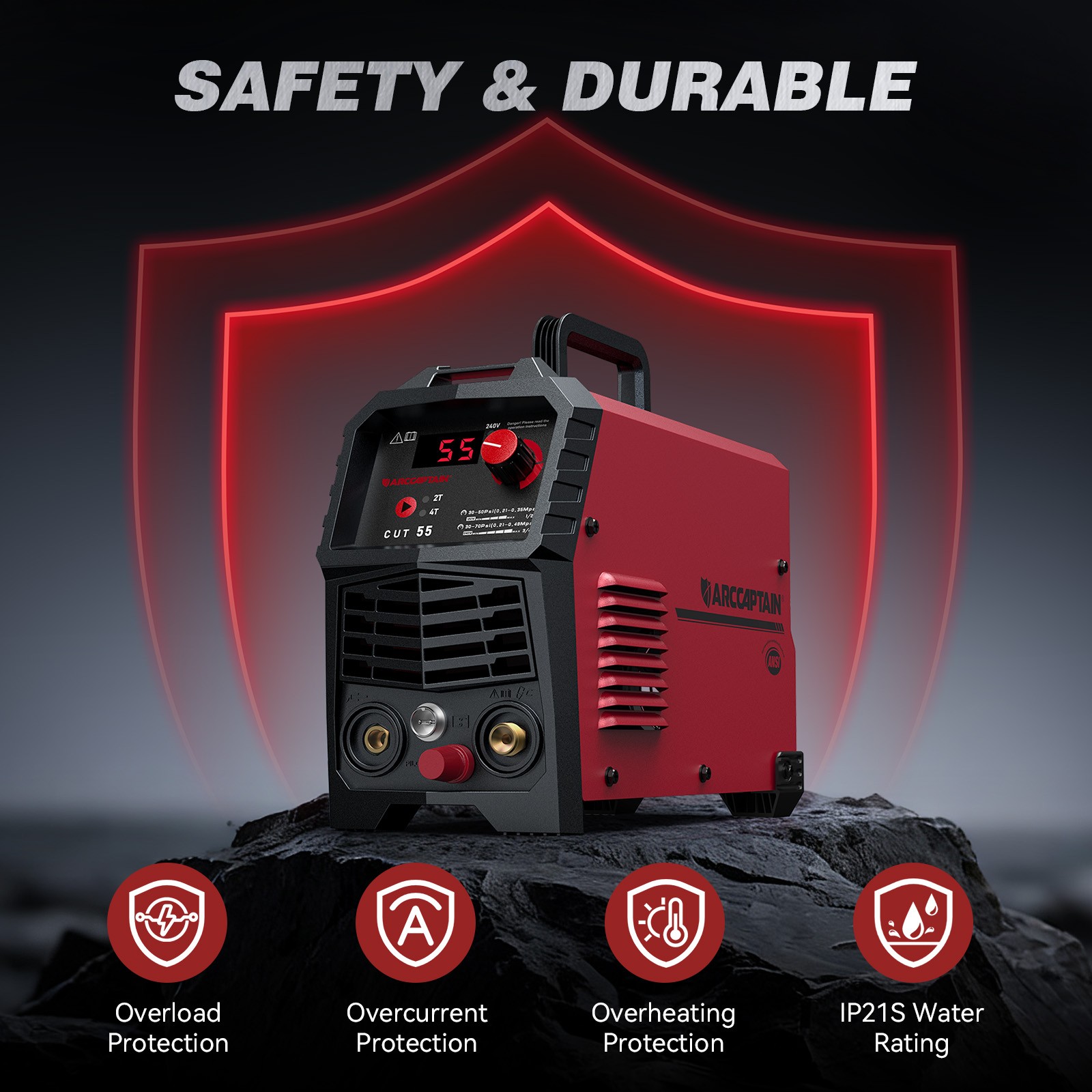 ARCCAPTAIN 55A Plasma Cutter Non-Touch Pilot Arc High-Frequency DIGITAL 120/240V