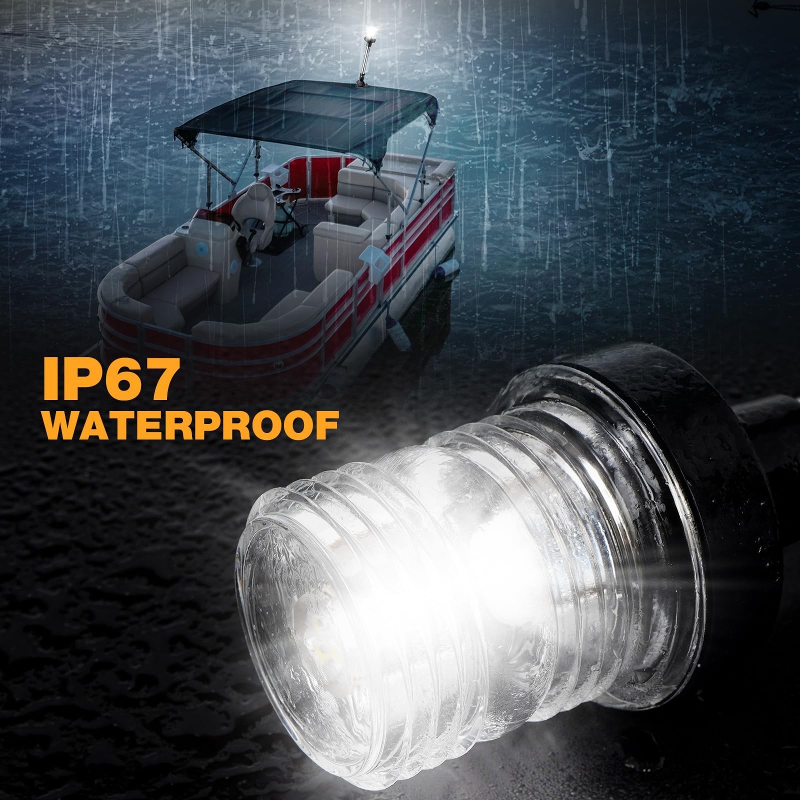 24 Inches Stern Light Boat Anchor Light LED, Marine Navigation Lgihts Waterpr…