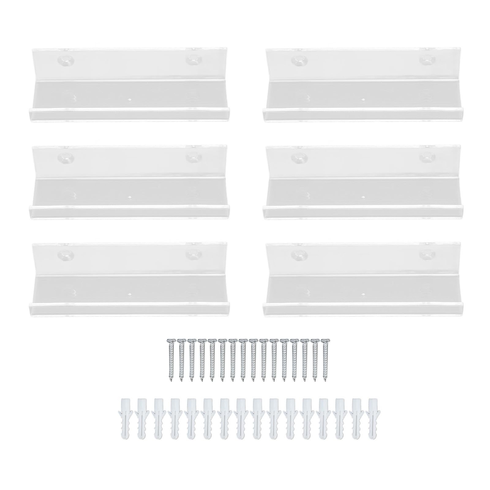 6 PCS 4Inch Clear Acrylic Record Shelves Wall Mount Vinyl Display Holder