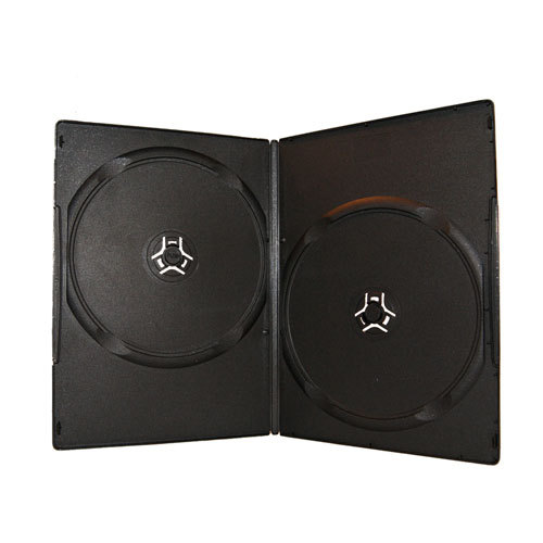 100 Premium 100% New Material 7mm Slim Double DVD Case Black D7DDBLK-PREM-2P