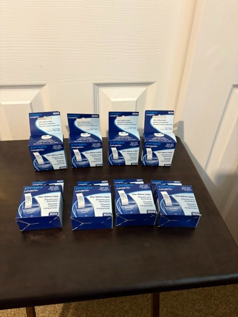 Lot of 8 DYMO LabelWriter Clear Address Labels 30254 NOS