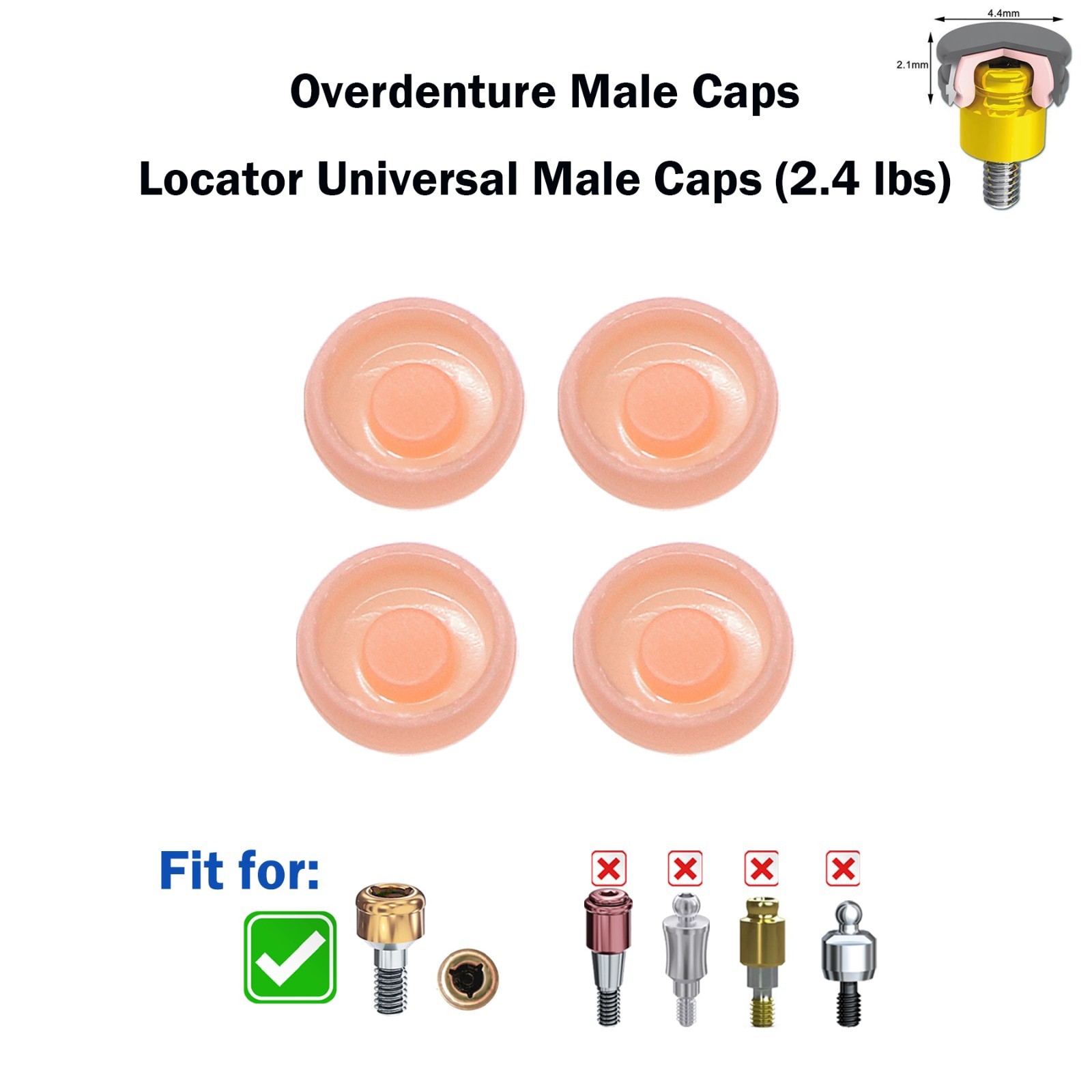 US Universal Dental Overdenture Implant Retention Caps 2.4lbs &Locator Core Tool