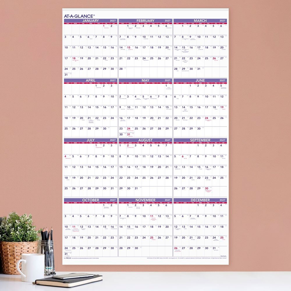 2026 At-A-Glance PM12-28 Yearly Wall Calendar, 24 x 36″