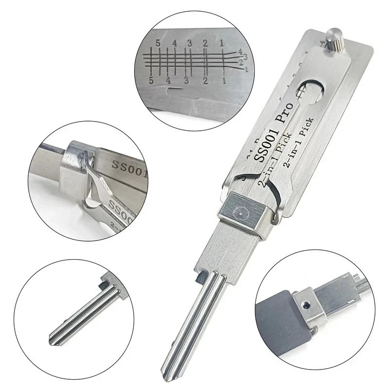 Key Decoder 2 In 1 Portable Lock Picking Set Hook And Pickup Tool Kit Ergonomic