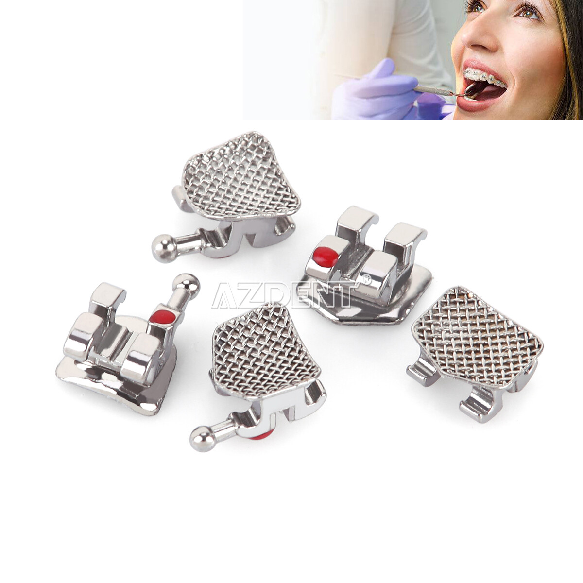 AZDENT Dental Orthodontics Bracket Brace Mini/Standard Roth.018/.022 Hooks 345/3