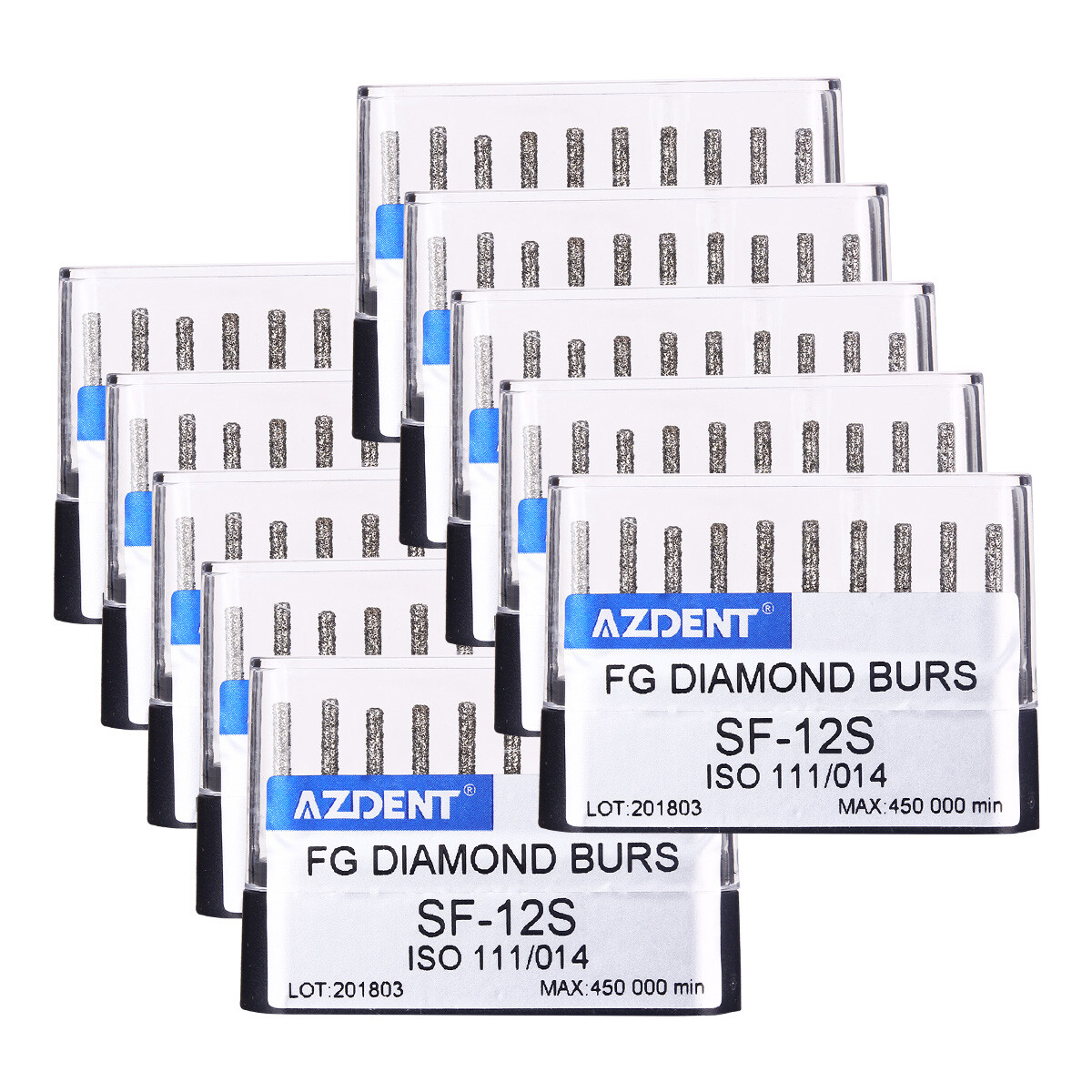 10 boxes Dental Diamond FG Burs High Speed SF-12S AZDENT