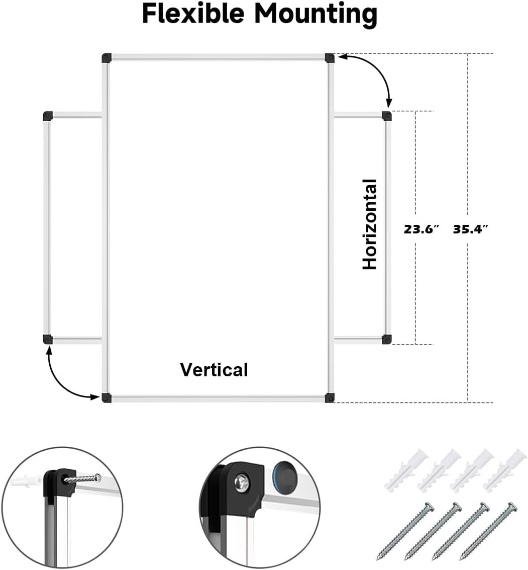 36 X 24 inches Magnetic Dry Erase Board with Aluminum Frame, Whiteboard