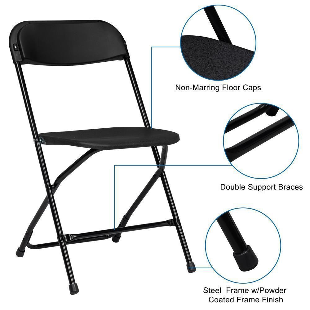 Set of 6 Commercial Stackable Plastic Chair Wedding Quality Folding Chairs