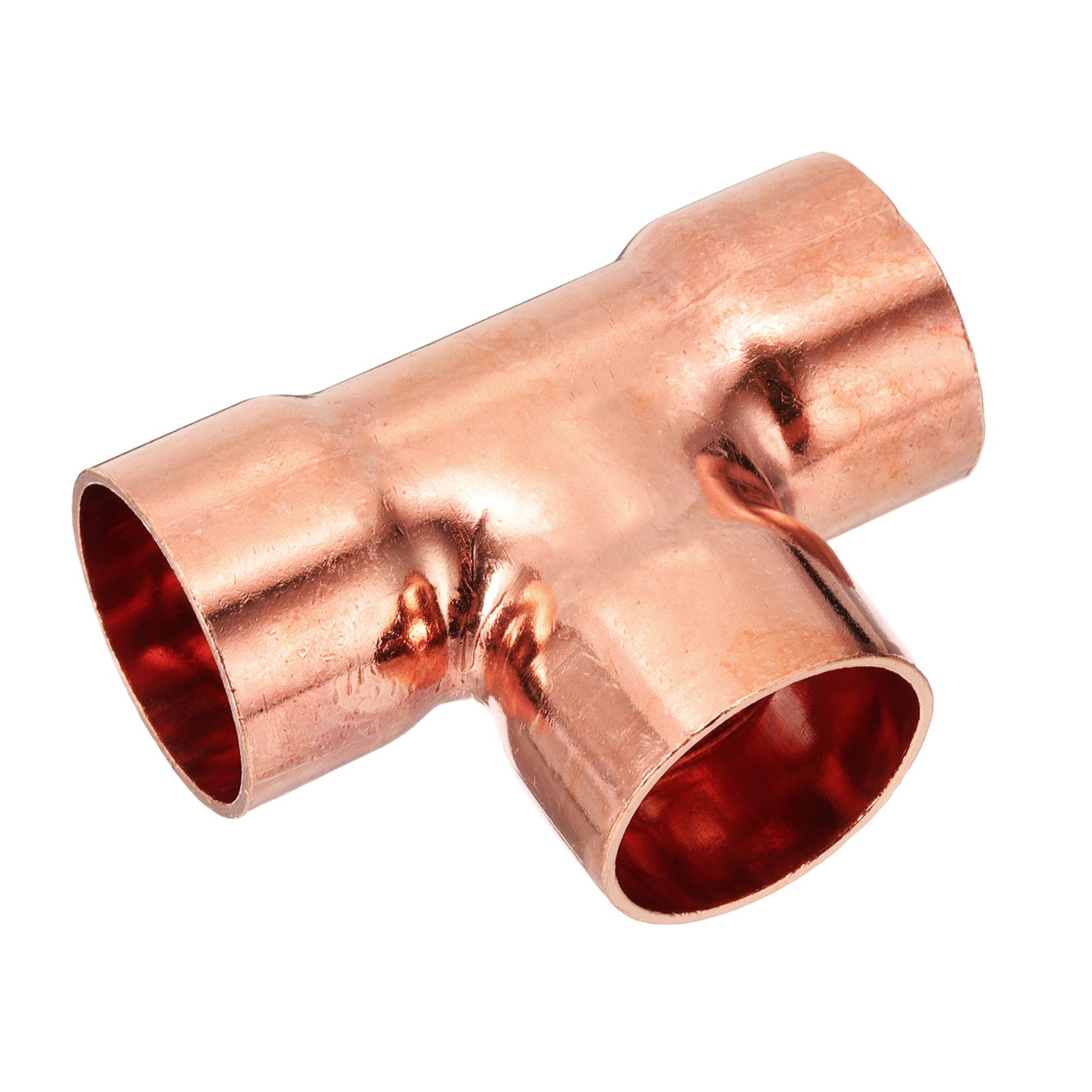1″(25.4mm) ID 1.2mm Thick Tee Copper Fitting, 1pcs 3 Way Pure Pipe Fitting