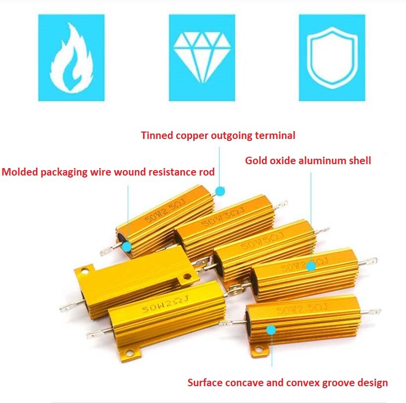 200W RX24 Aluminium Wire wound Power Resistors 5% J 0.1Ω 0.15Ω 0.2Ω to 100KΩ/Ohm