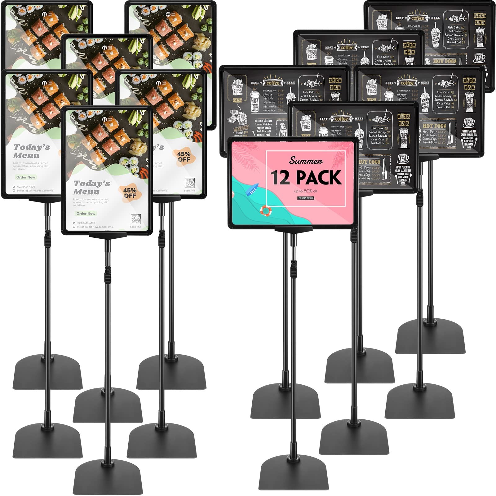 12 Pack Adjustable Poster Stand Holder Floor Standing Display Sign Holder for…