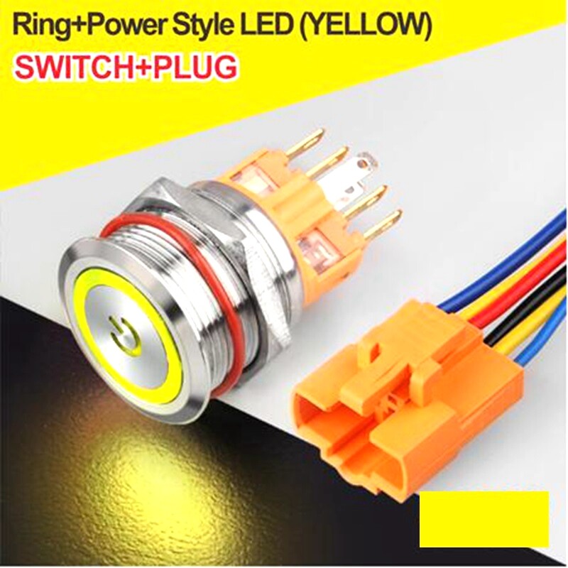 25mm Metal Button Switch buzzer bus power bell push button switch with ring Led