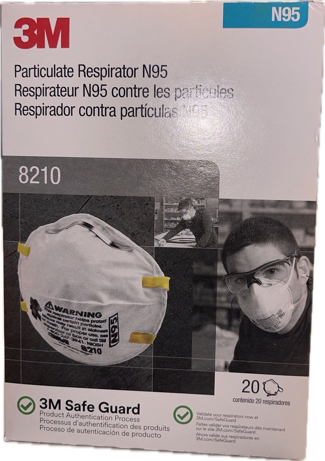 Genuine Brand New 3M 8210 N95 Particulate Respirator 20 Masks/Box Exp.2029