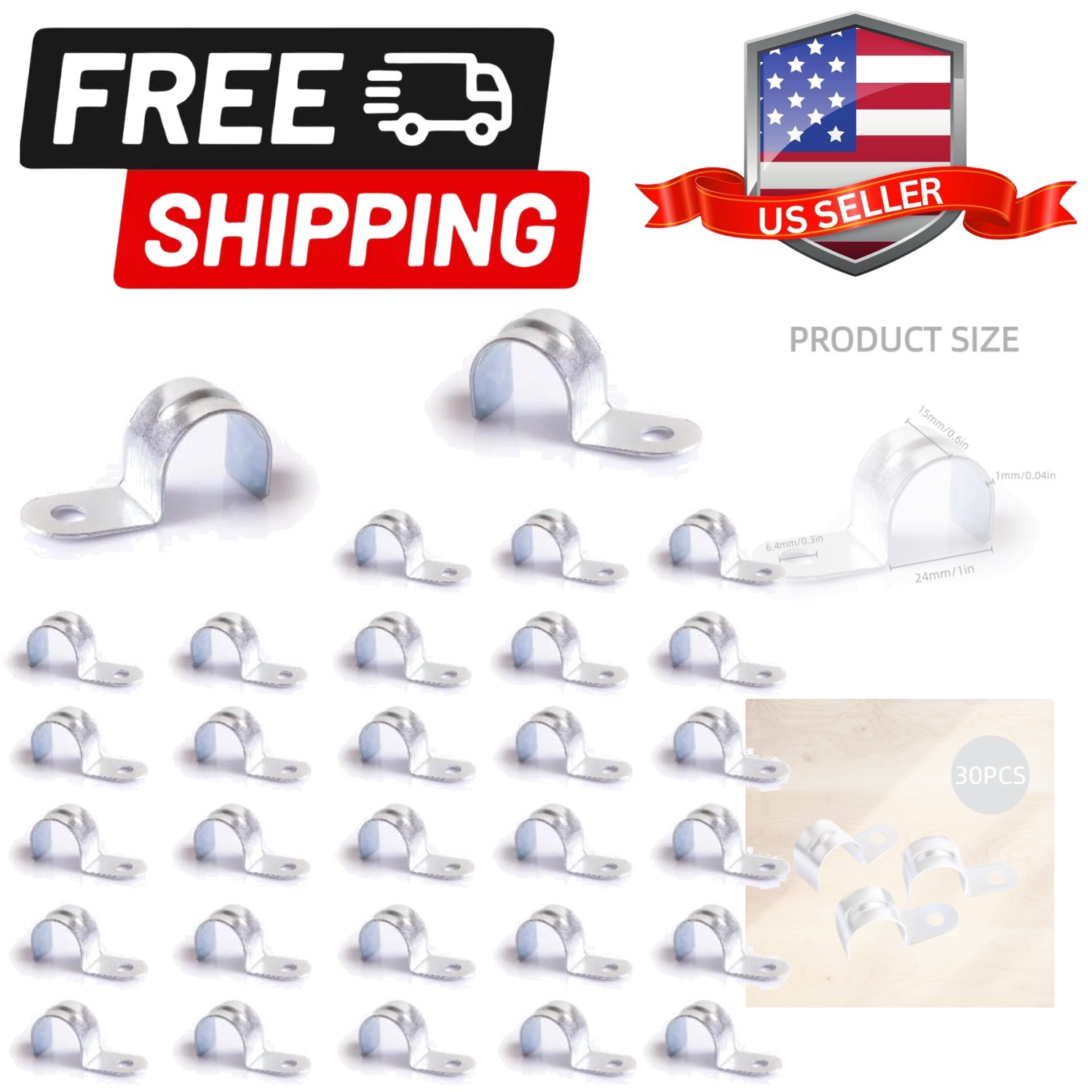 30-Pack 3/4″ EMT Conduit Straps – Zinc Plated Steel Single Hole Clamps for El…