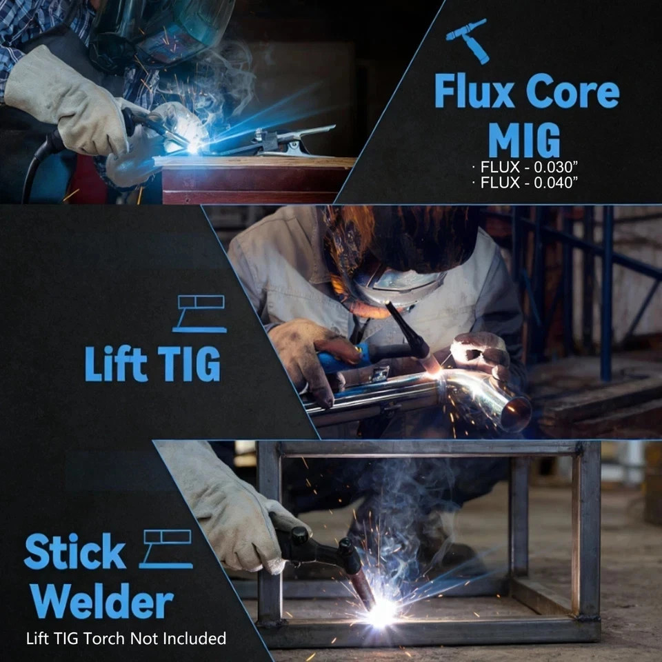 MIG200 3-IN-1 110V/220V Welder Machine 200A MIG/TIG/MMA Gasless IGBT LED Display
