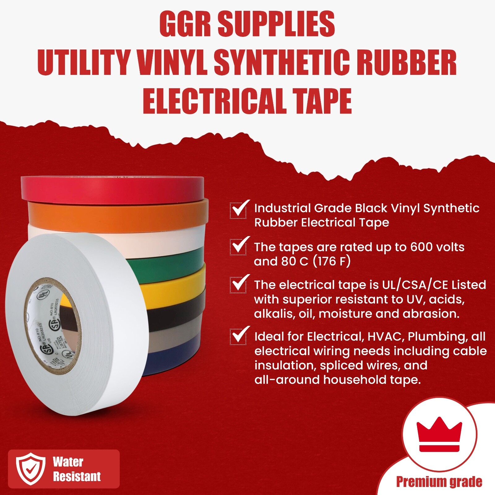 TapesSupply PVC Black Insulated Premium Grade Electrical Tape: 4 in x 66 ft.L