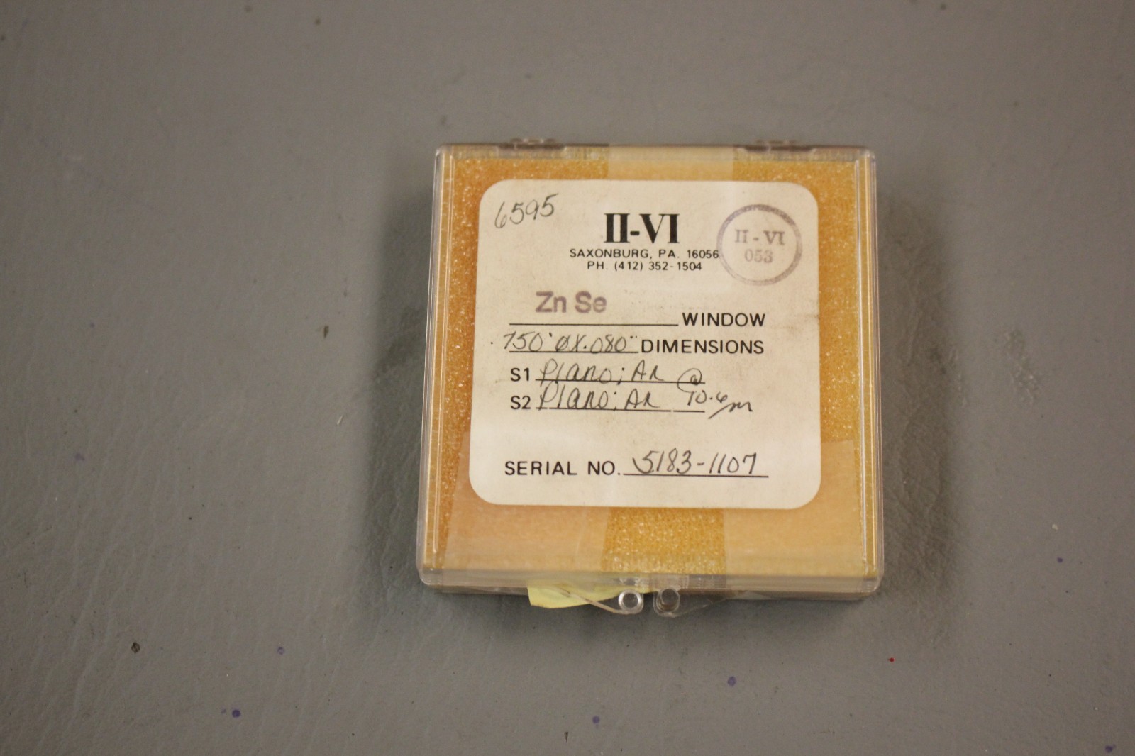 II-VI ZnSe WINDOW 5183-1107