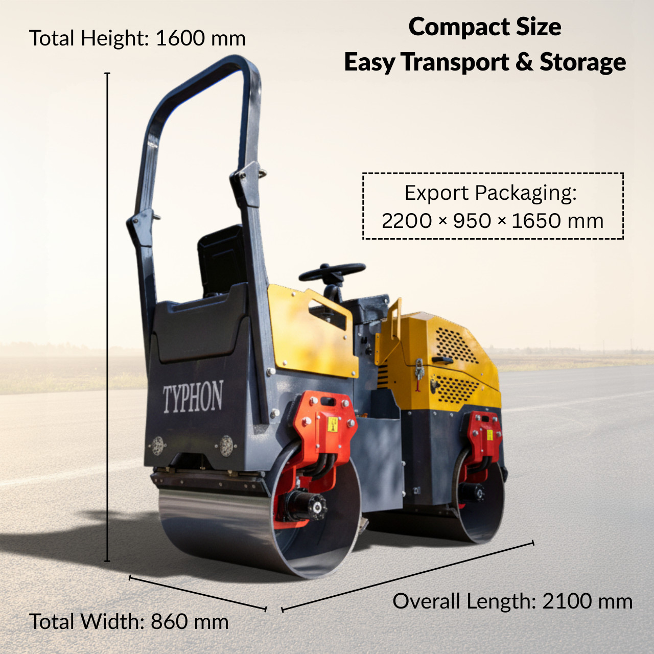 TYPHON Fury 10 Road Roller Compactor 1 Ton B&S 13.5hp Gas Soil Asphalt Rollers