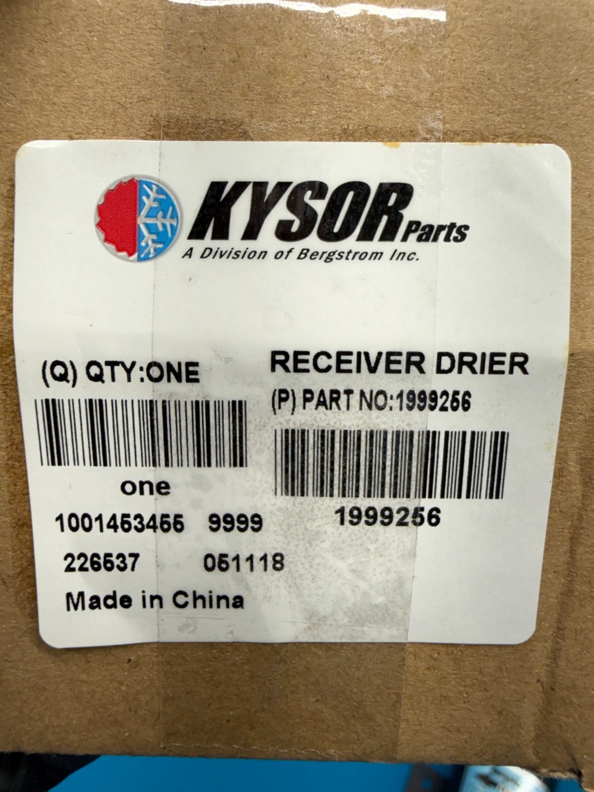 Kysor 1999256 Bergstrom A/C Filter Receiver Drier 1001453455