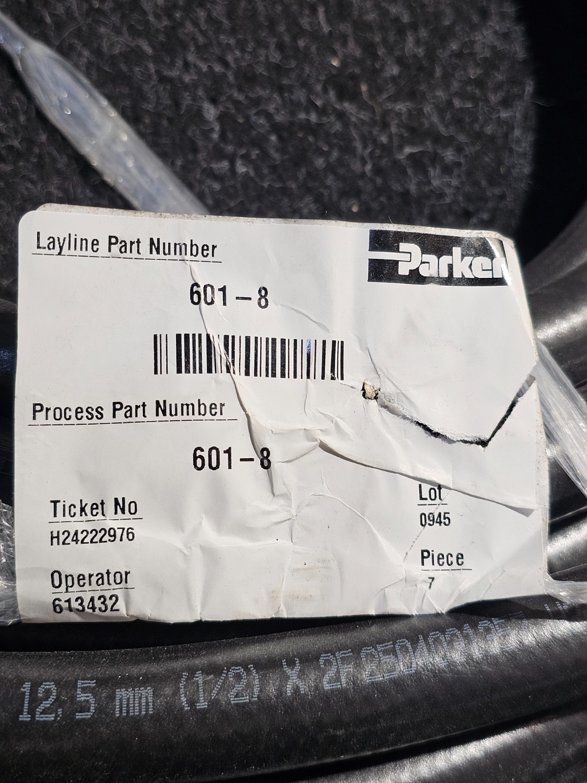 Parker 601-8 50′ x 1/2″ ID Low Pressure Rubber Hydraulic Hose Synthetic Rubber