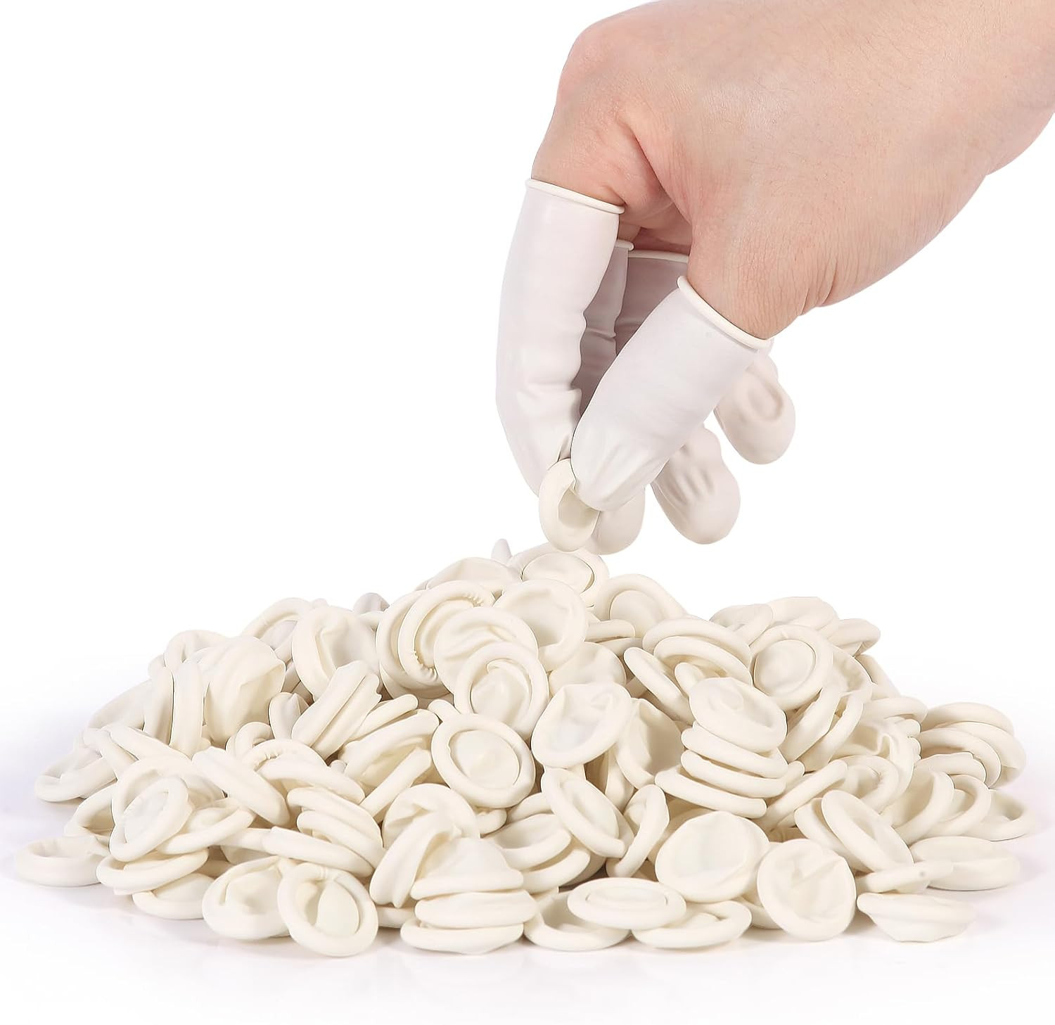 White Latex Finger Cots Medium Disposable Finger Protectors 210 Pcs