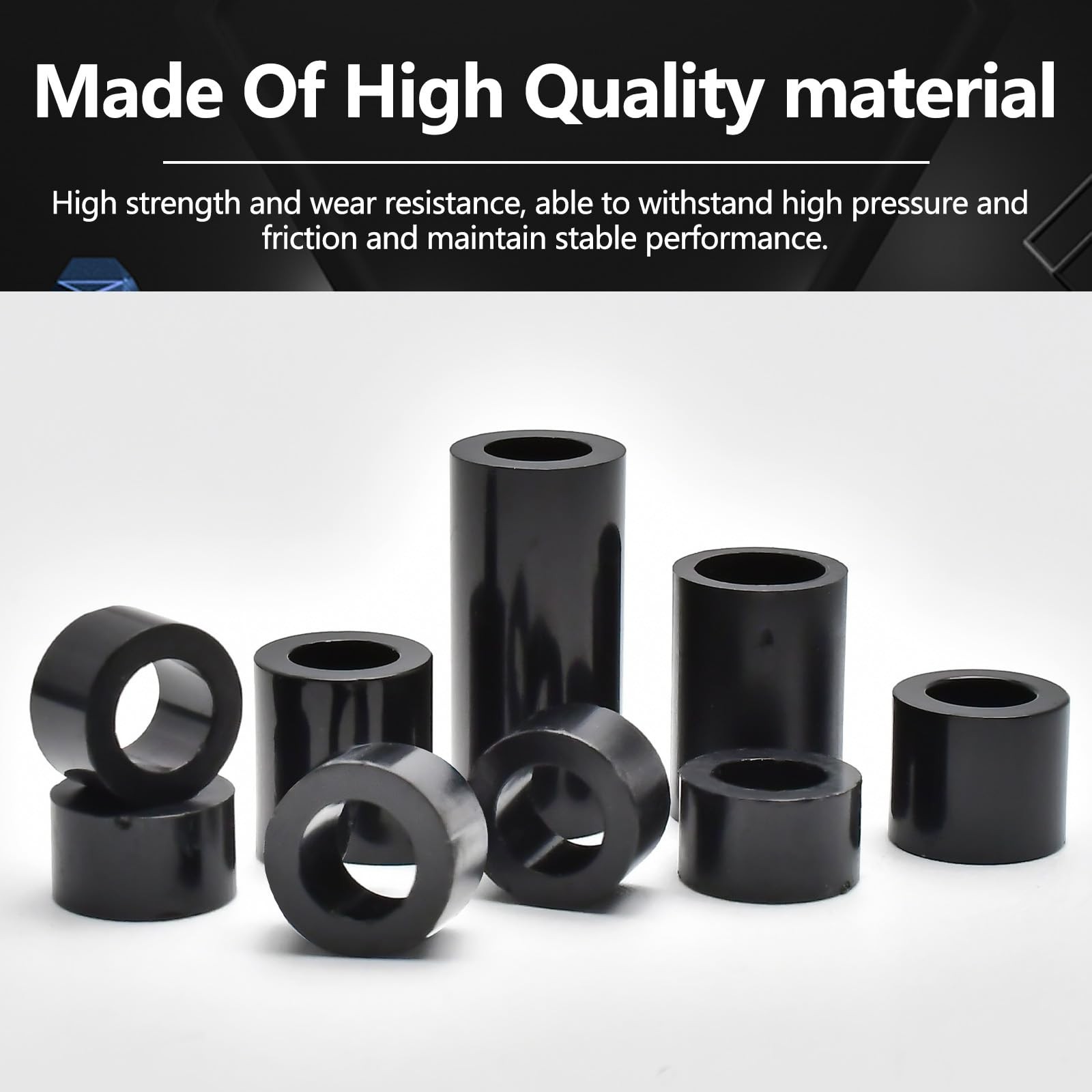 795Pcs Nylon Round Spacer Non-Thread Plastic Standoff Assortment Kit Black Ny…