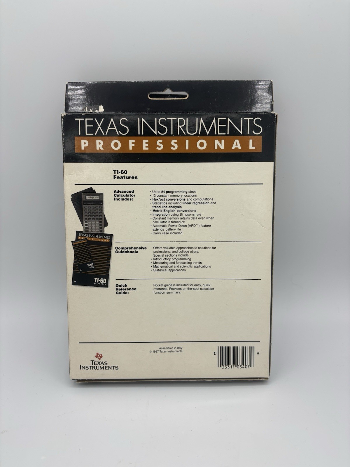 TEXAS INSTRUMENTS TI-60X NOB New Scientific Calculator Advanced Functions Italy