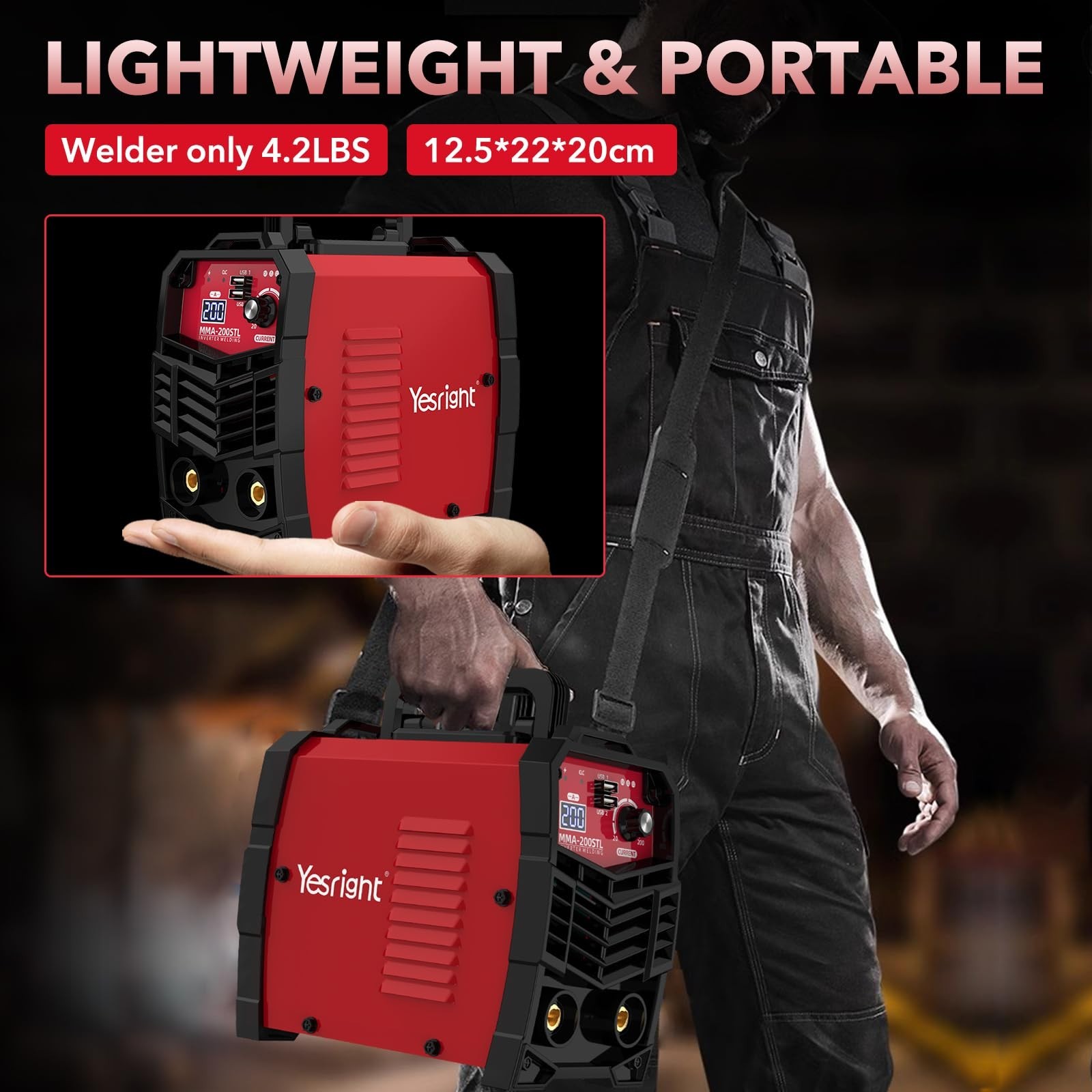 Mini Stick Welder 200A, 110V Portable IGBT Inverter with Auto-Darkening Goggles