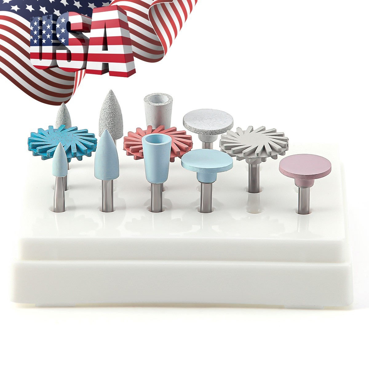 Dental Composite Polishing Burs Rubber Diamond Kit RA for Low Speed Handpiece