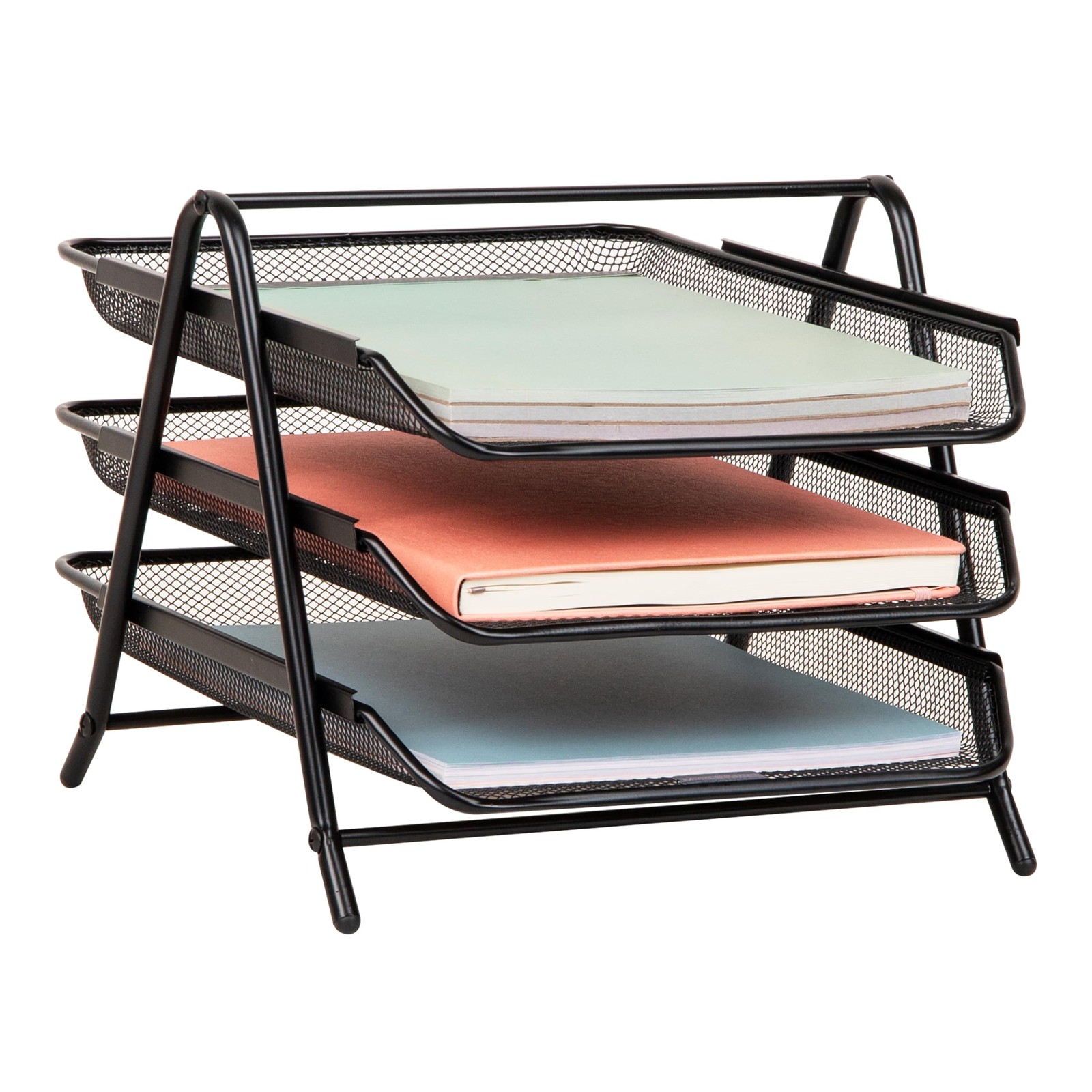 Mind Reader 3-Tier Paper Tray, Desktop Organizer, File Storage, 1 Pack, Black