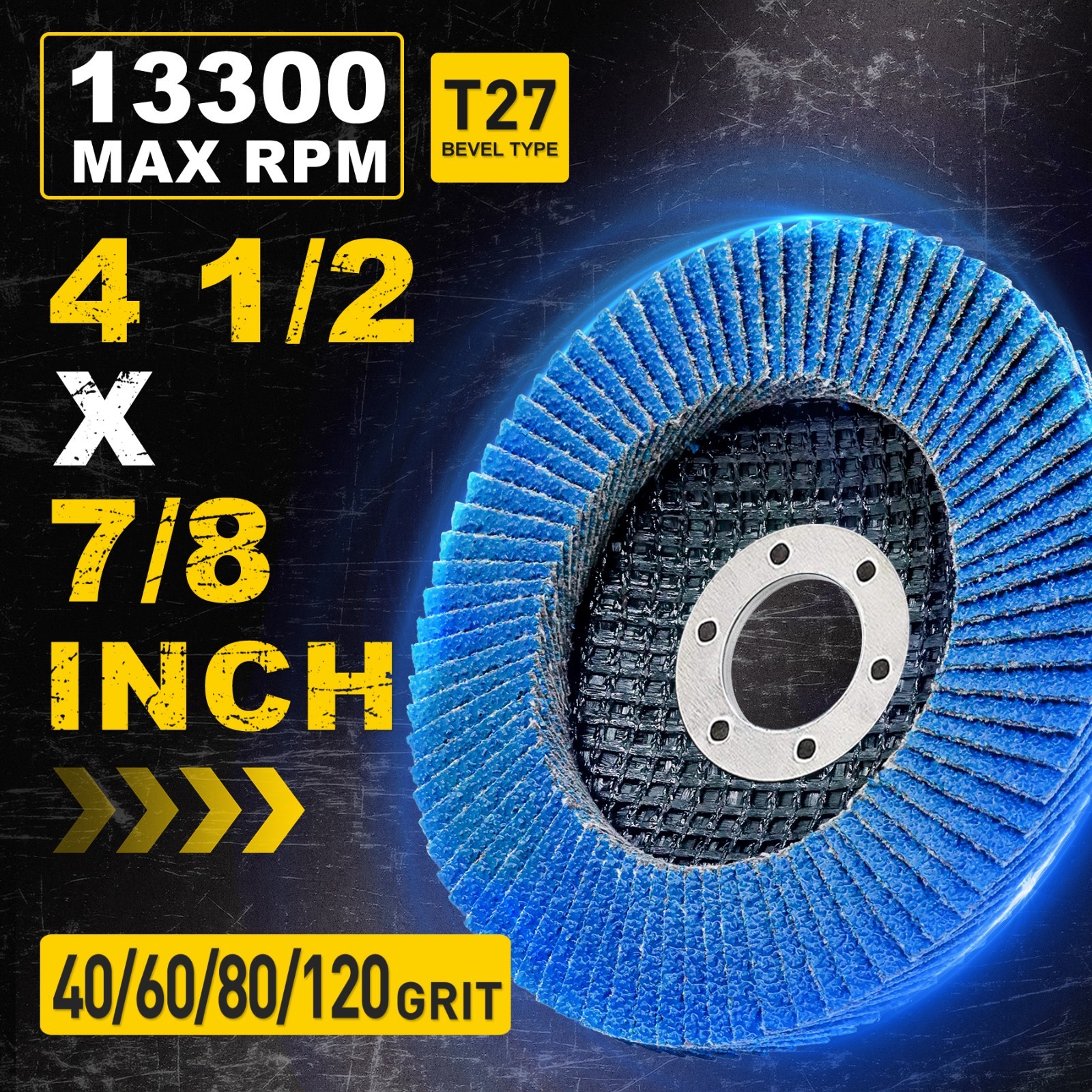 40 Pack 4-1/2″ Zirconia Flap Discs 40/60/80/120 Grit T27 7/8″ w/ Gloves Grinder