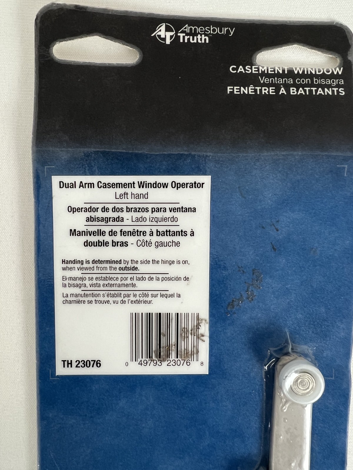 Dual Arm Left Casement Window Operator w/Stud Bracket Truth EntryGuard #31589A