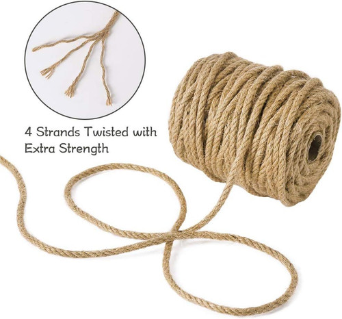 Tenn Well 5mm Jute Rope, 100 Feet 4Ply Twisted Thick 100 Feet, Brown