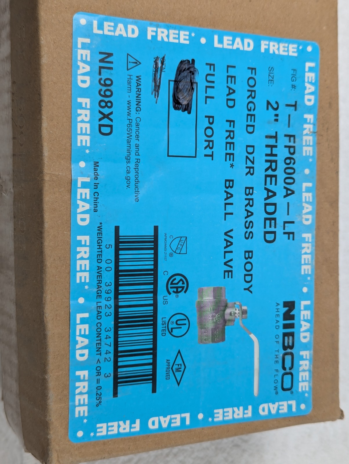 NIBCO – TFP600A-LF – Lead-Free Brass Ball Valve – Threaded – 2 inch