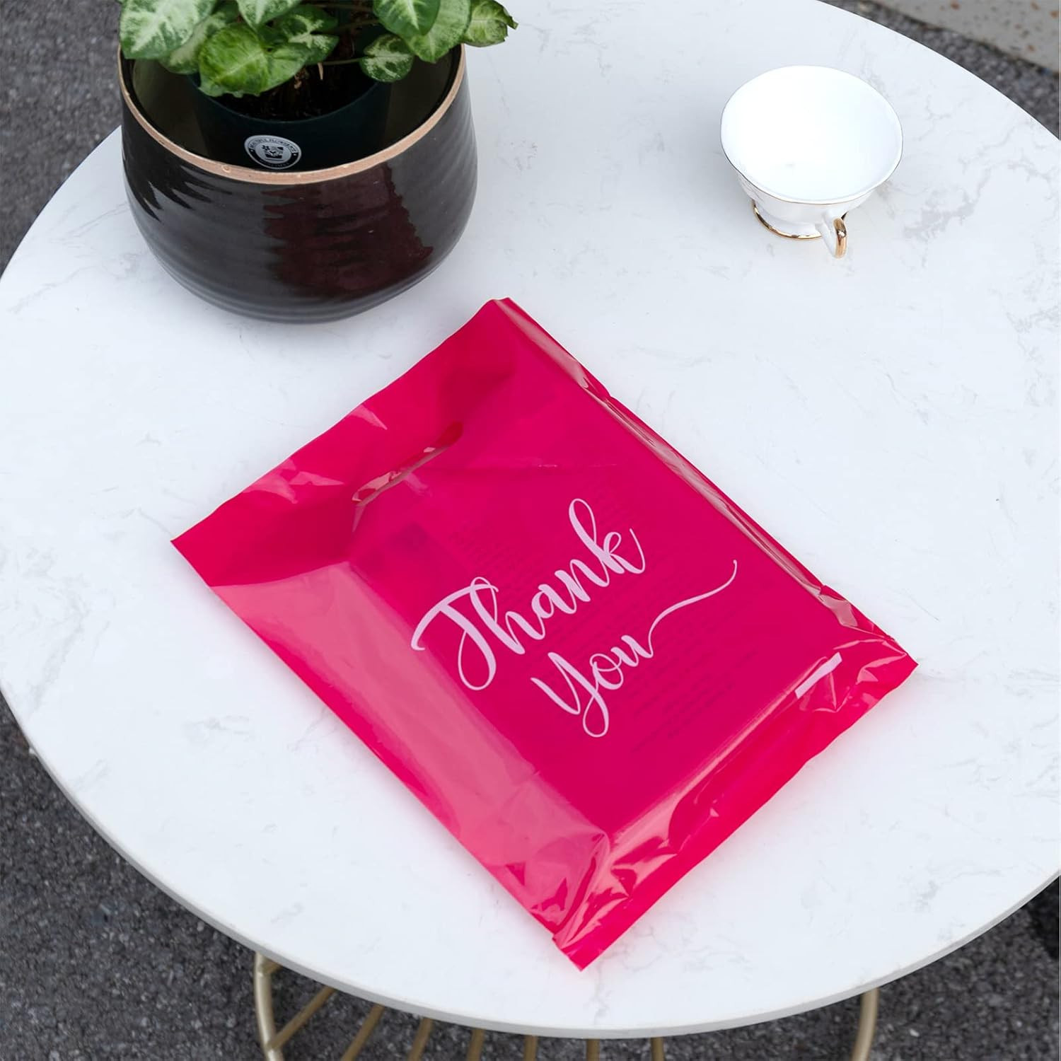 Thank You Bags, 100 Pack Bulk Plastic, Merchandise Bags for Packaging Products,