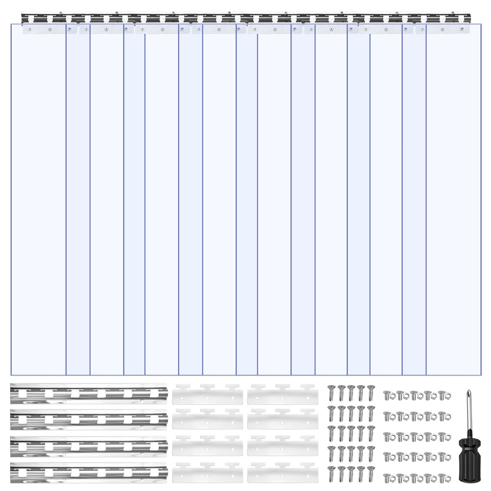 VEVOR 8 PCS PVC Strip Curtain 84 x 48 x 0.08 in Smooth Plastic Door Strips