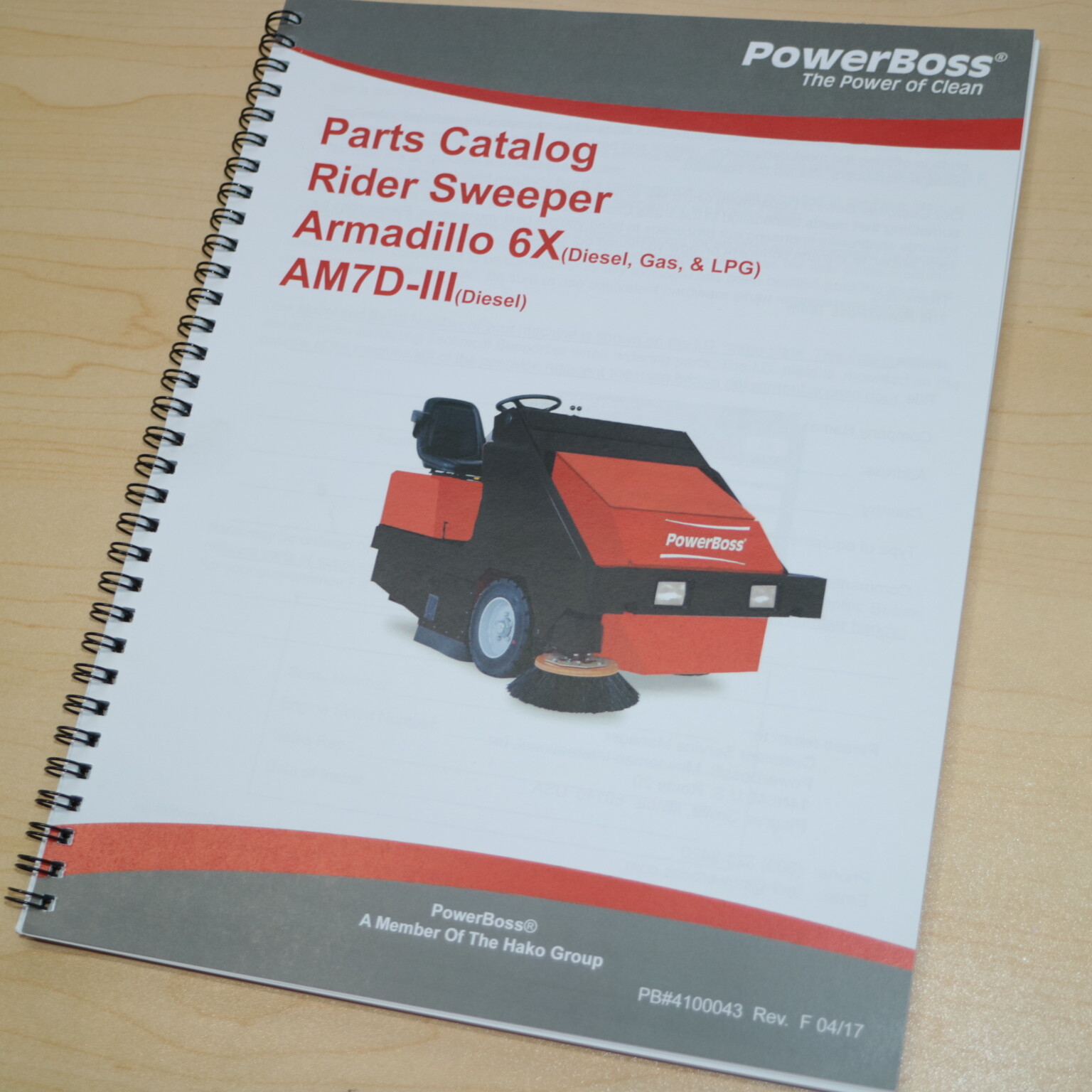 POWERBOSS ARMADILLO 6X AM7D-III Sweeper Parts Book Catalog List Spare Manual