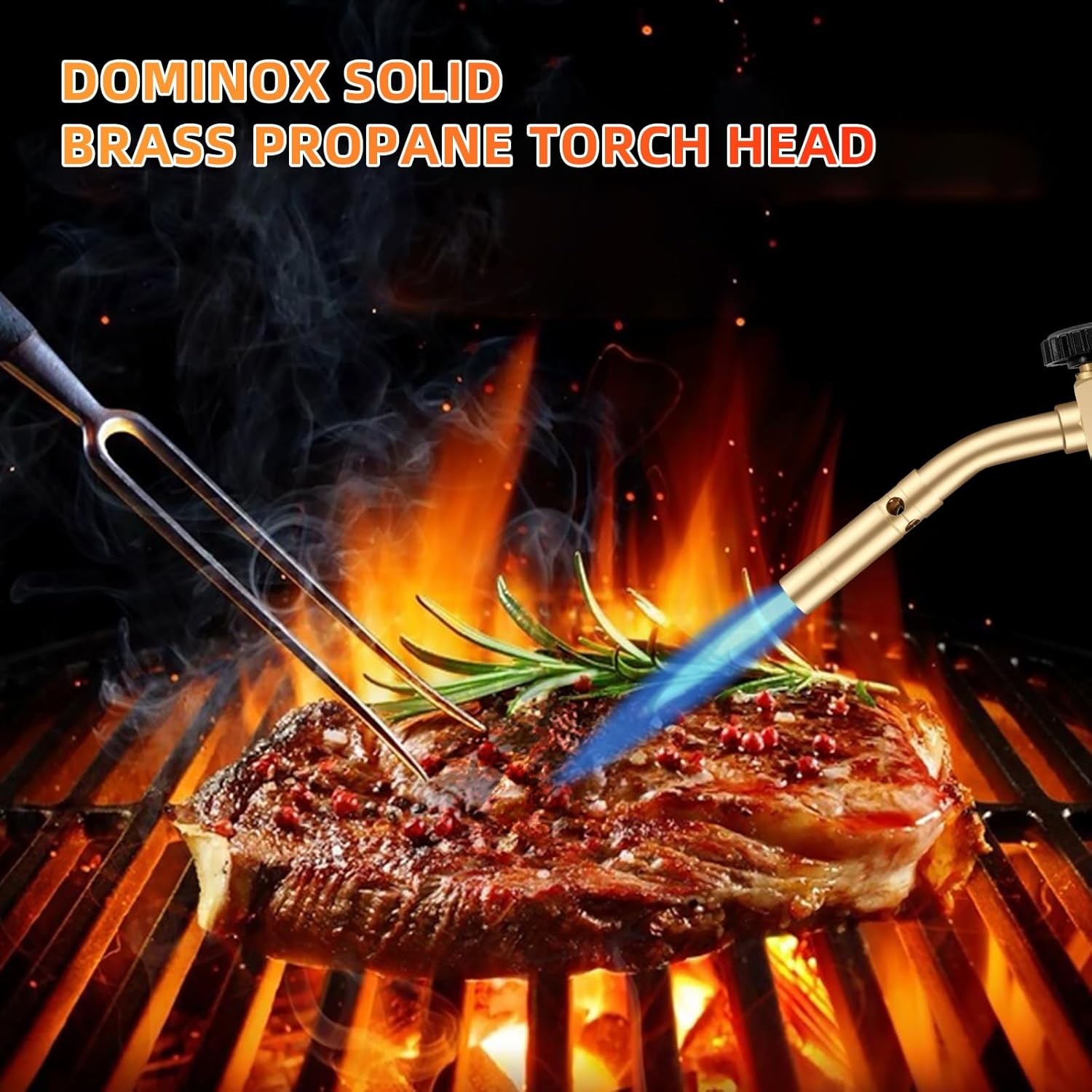 Propane Torch Head, Manual Start Solid Brass Brazing Torch Fuel by Propane CGA60