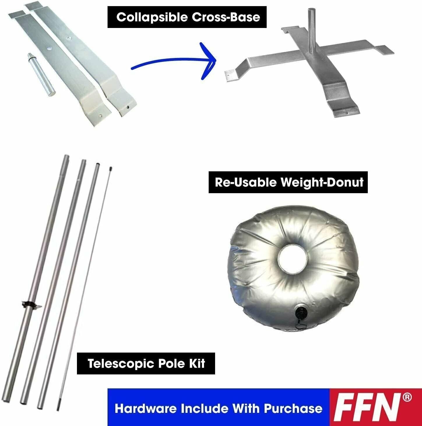 FFN Now Open Feather Flag Kit with Cross-Base and Weight-Donut, Outdoor…