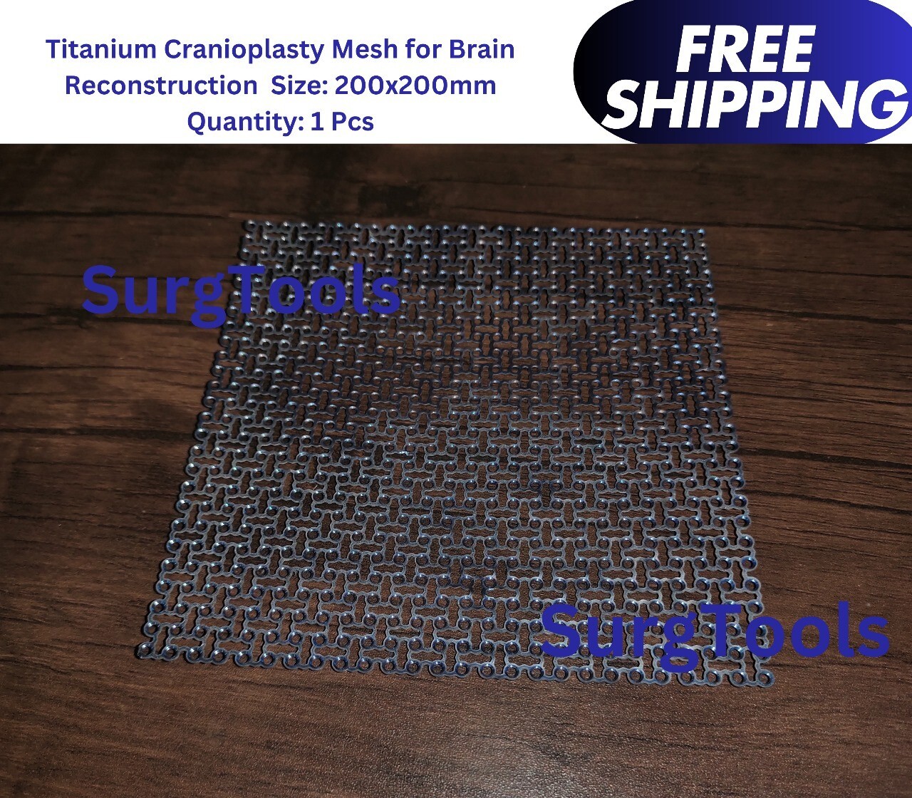 Titanium Cranioplasty Mesh 200x200mm Thickness 0.5mm with Screws 32 Pcs