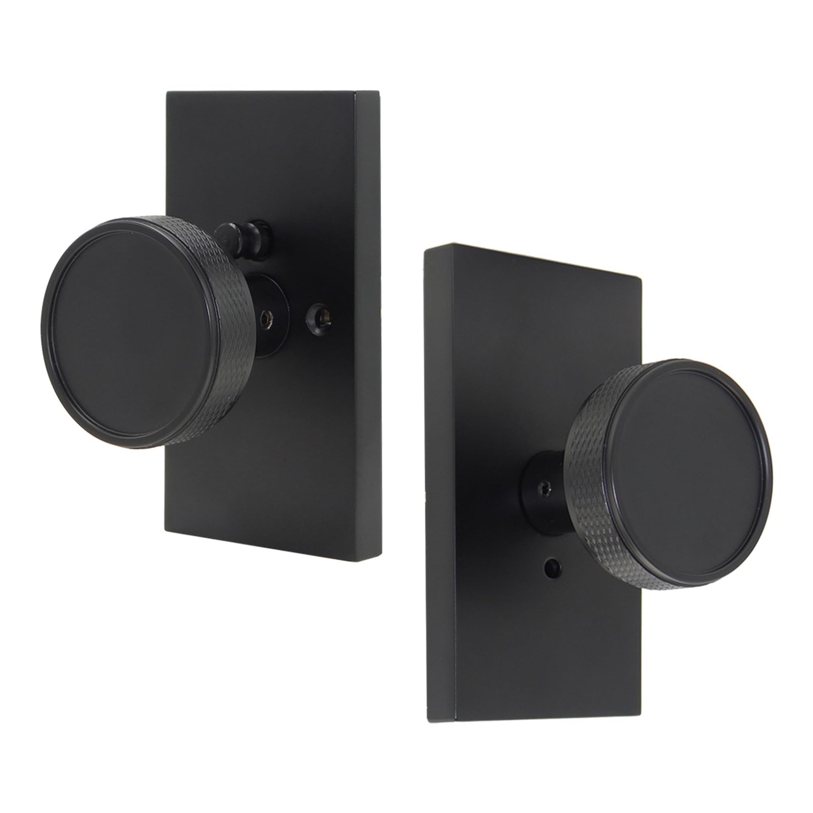 Black Door Knob with Lock, Interior Door Knobs with Knurled Texture, Heavy Du…