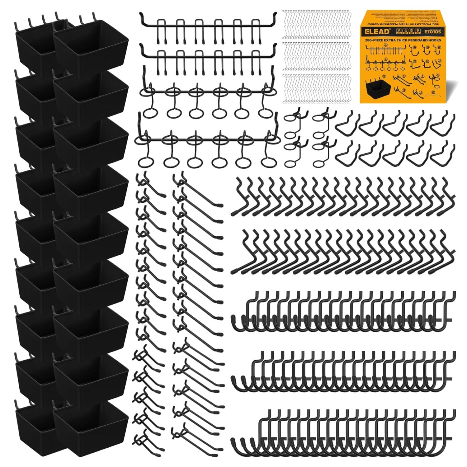 Heavy Duty Black Pegboard Organizer Kit