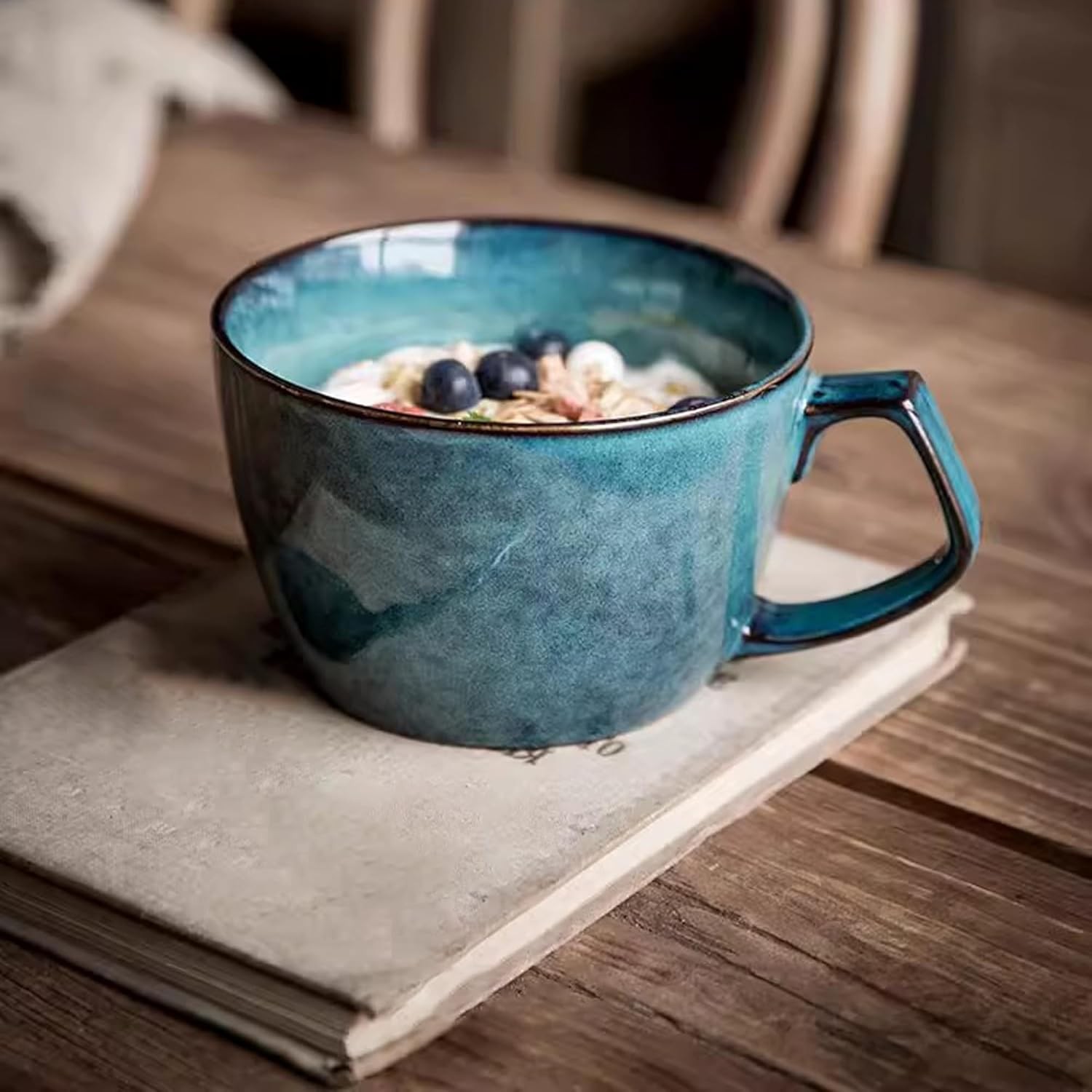Large Soup Bowl with Handle, 700ml Coffee Mug, Cereal Breakfast Cup, Suitable