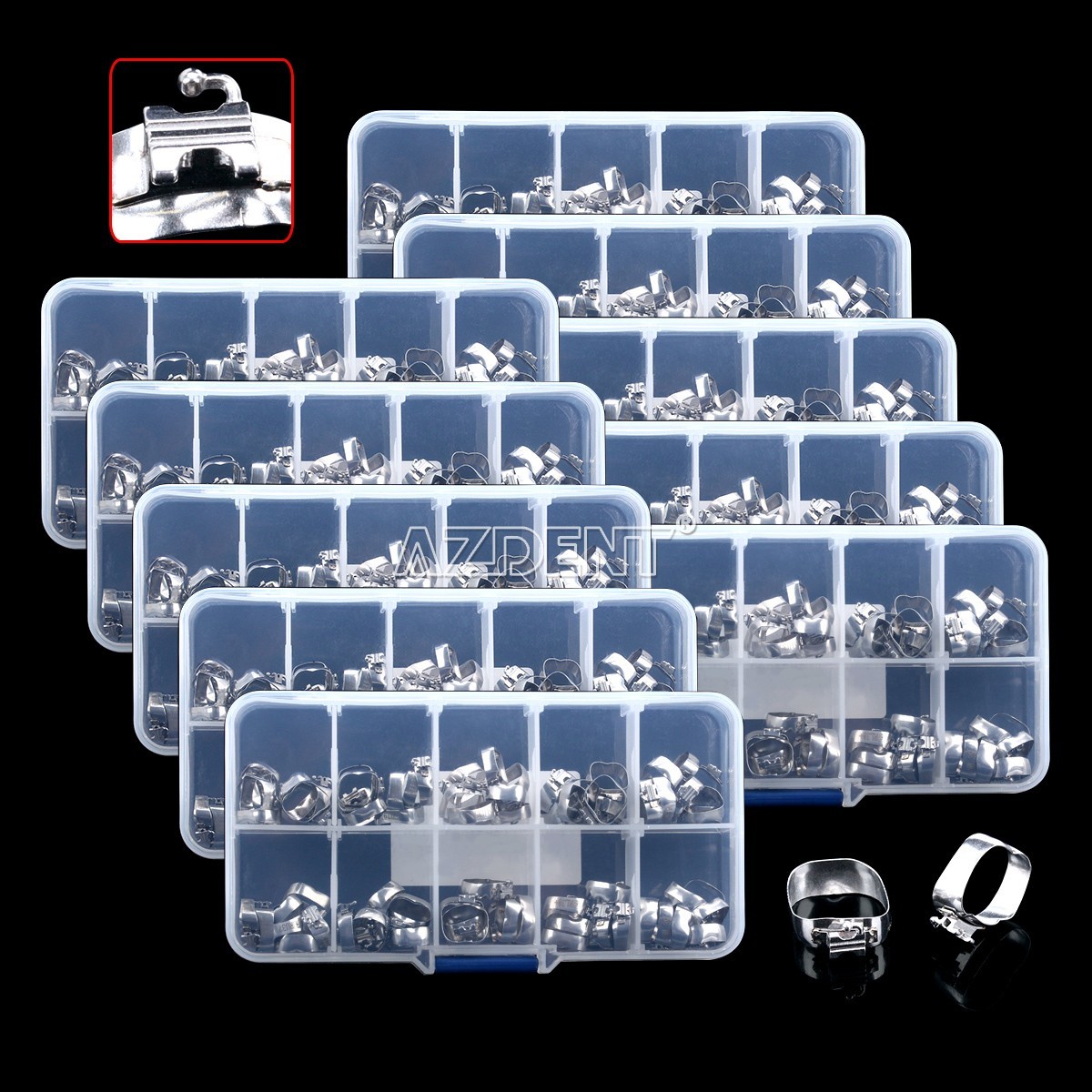80Pc/Box AZDENT Dental Ortho M series Bands Buccal Tube 1st Molar Roth.022 Conv
