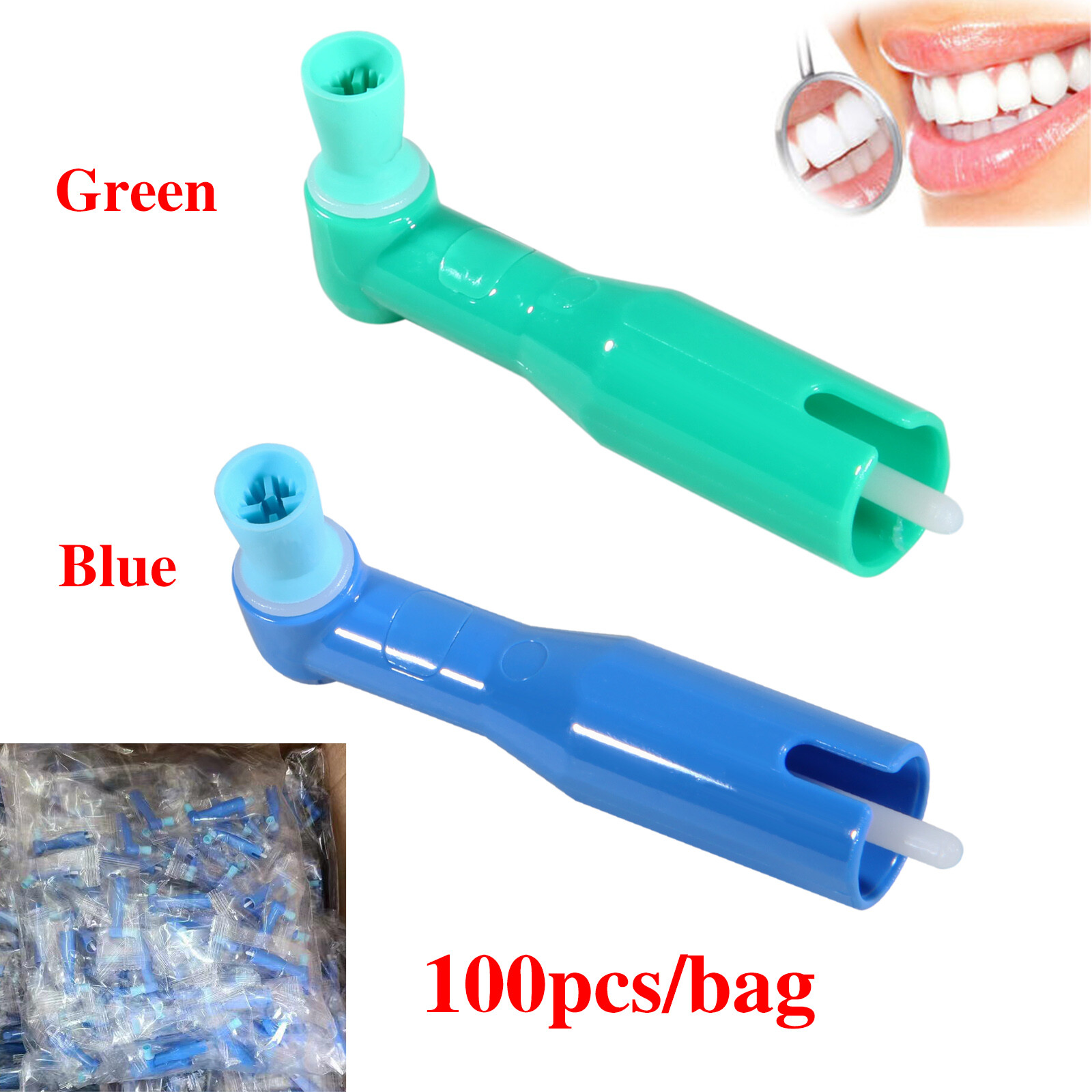 Dental Disposable Prophy Angles Soft Firm Green Blue Cups 90° Latex Free 100’s