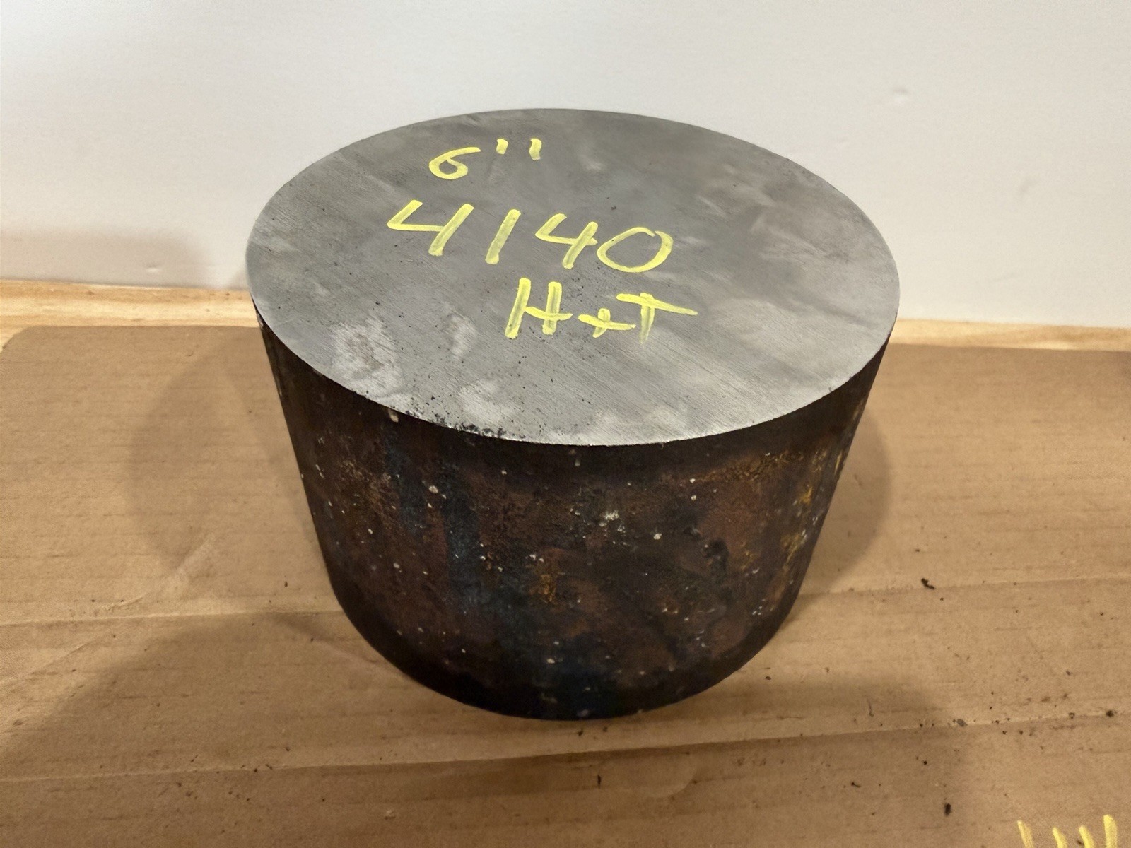 One Piece 4140 Hot Rolled Steel Bar Round Stock Heat Treated 6” OD x ~3 3/4”