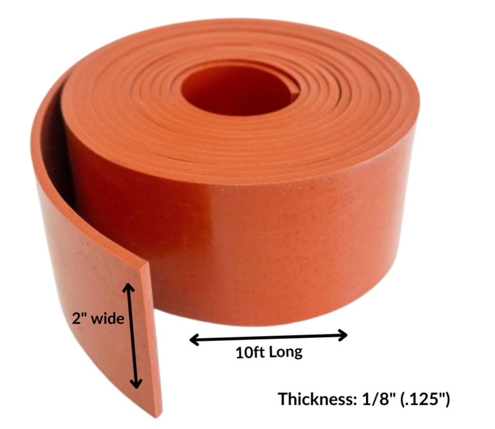 Silicone Rubber Strips Rolls 1/8” Thick x 2″ wide x 10ft Long High Temp