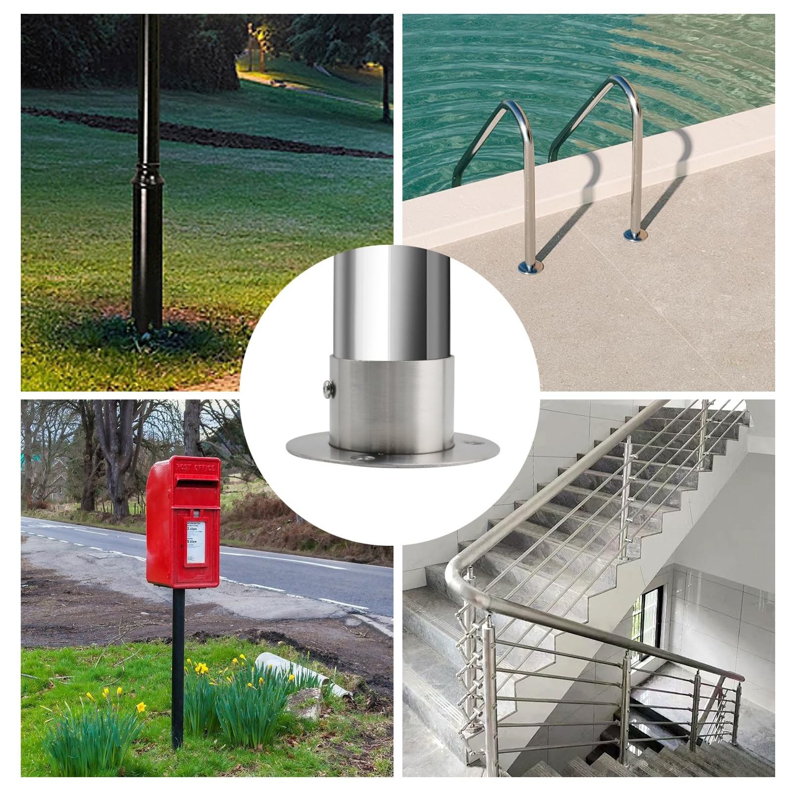 Wealrit 4 PCS Post Base Round Post Brackets Heavy Duty Flange Anchor Bases Ch…