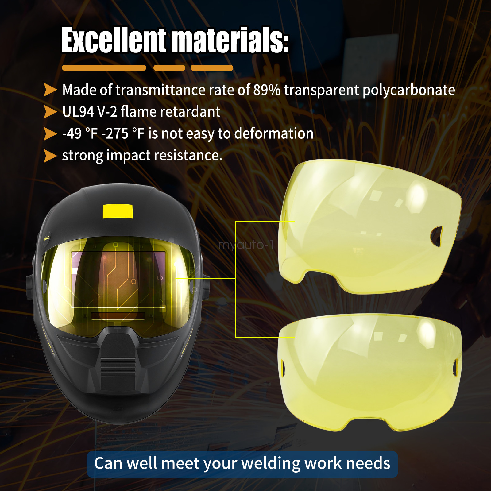 10 PACK 0700000803 Amber Front Cover Lens For ESAB Sentinel A50 Welding Helmet