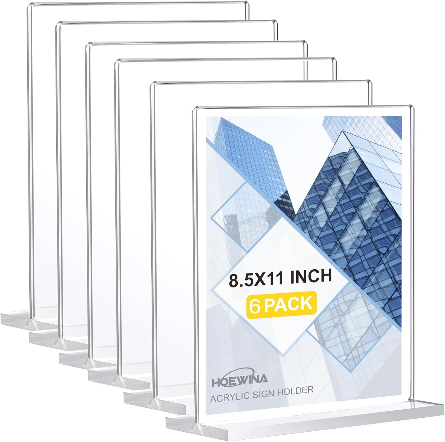 Acrylic Sign Holder 8.5 X 11 Inch 6 Pack, Clear Display Sign Stand
